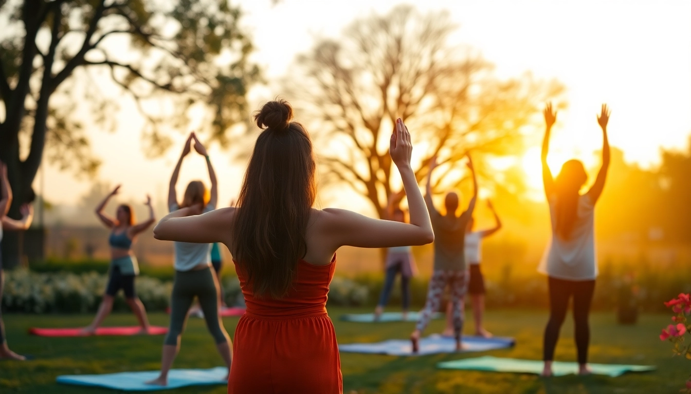 Individuals practicing yoga outdoors at healthlifeherald.com depict wellness and serenity in nature.