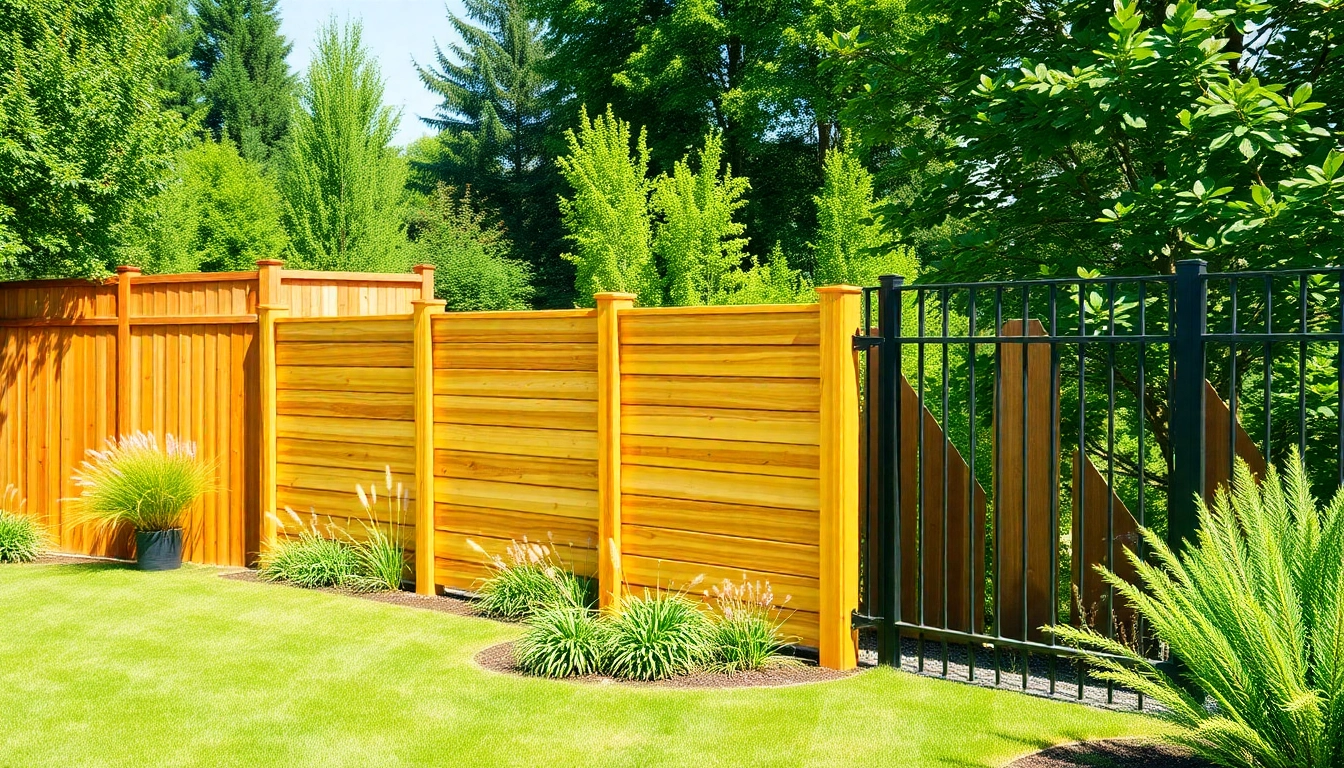 Browse top fencing companies Manchester for diverse wooden and metal fence styles in a sunny garden.