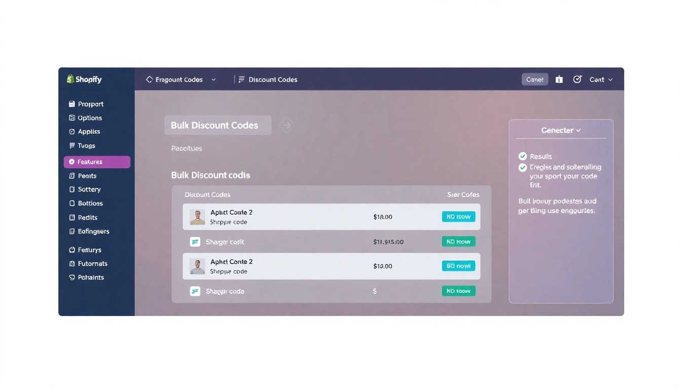 Shopify bulk discount code generator interface displaying diverse discount options and user-friendly features.