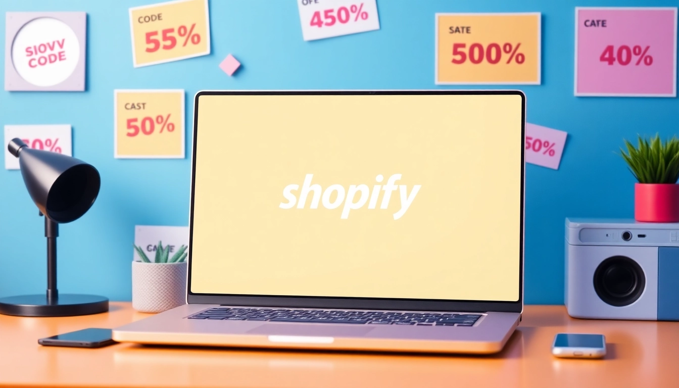 Create a unique discount code effortlessly with the Shopify bulk discount code generator displayed on a laptop.