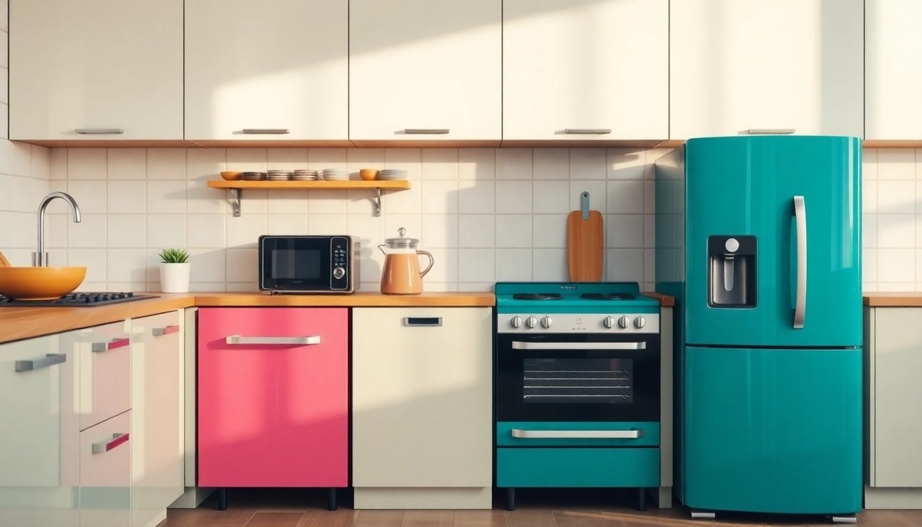 Showcase affordable kitchen appliances with a modern design, emphasizing their quality in a beautifully lit kitchen setting.