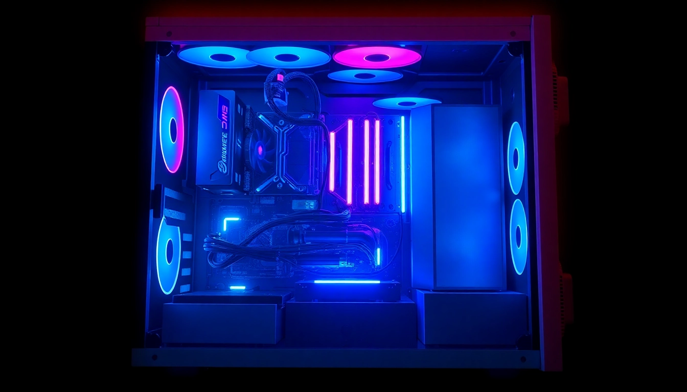 Showcase a modern gaming PC case with RGB lighting and a glass panel to enhance gaming setups.