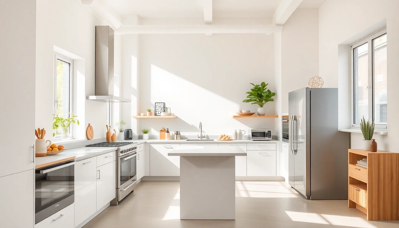 Showcase affordable kitchen appliances in a stylish, contemporary kitchen with natural light.