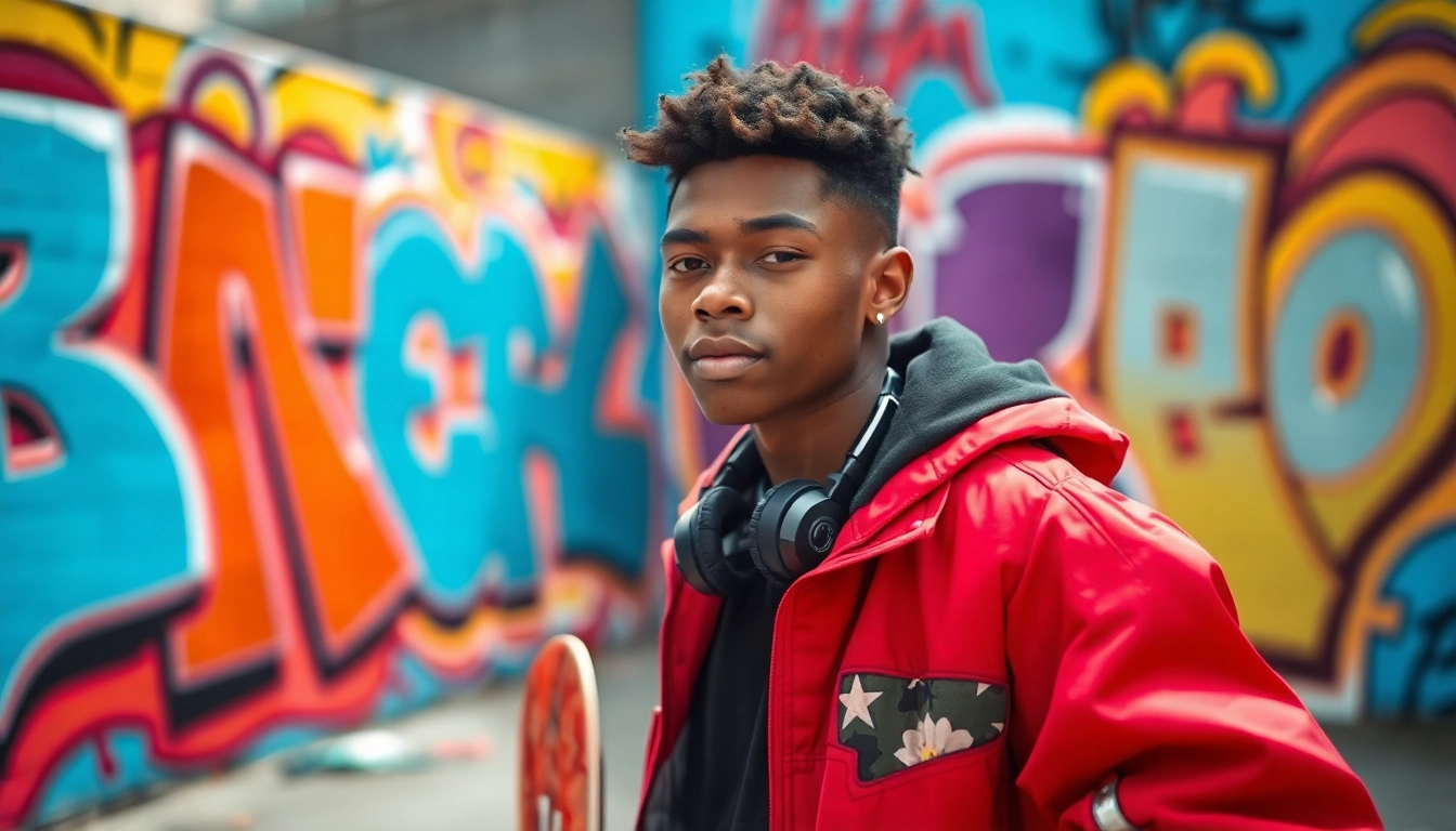 A young male representing the based chad Instagram trend, confidently posing in a trendy urban setting.