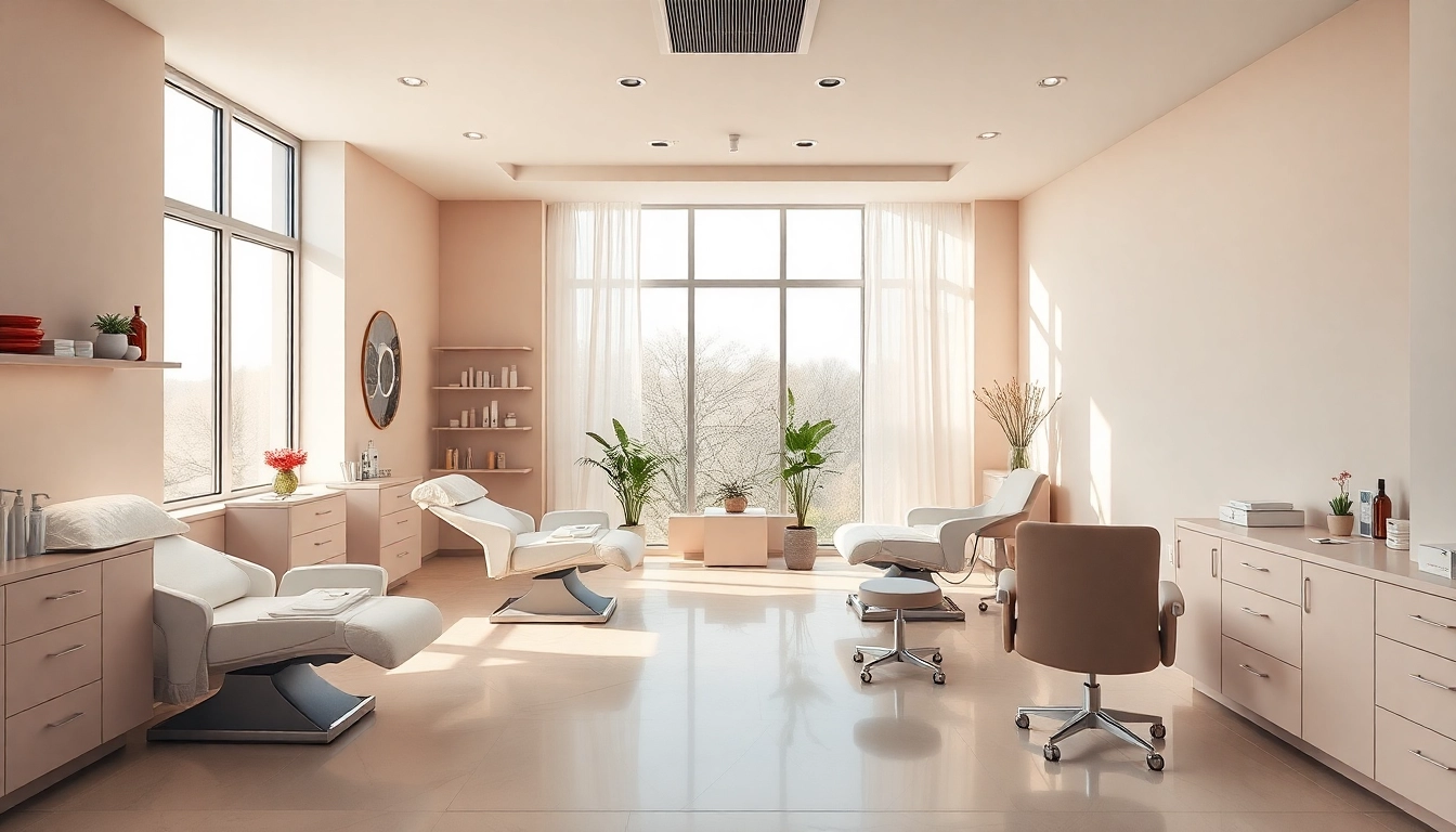 Kosmetikstudio Einrichtung mit eleganter Atmosphäre und moderner Ausstattung für entspannende Behandlungen.