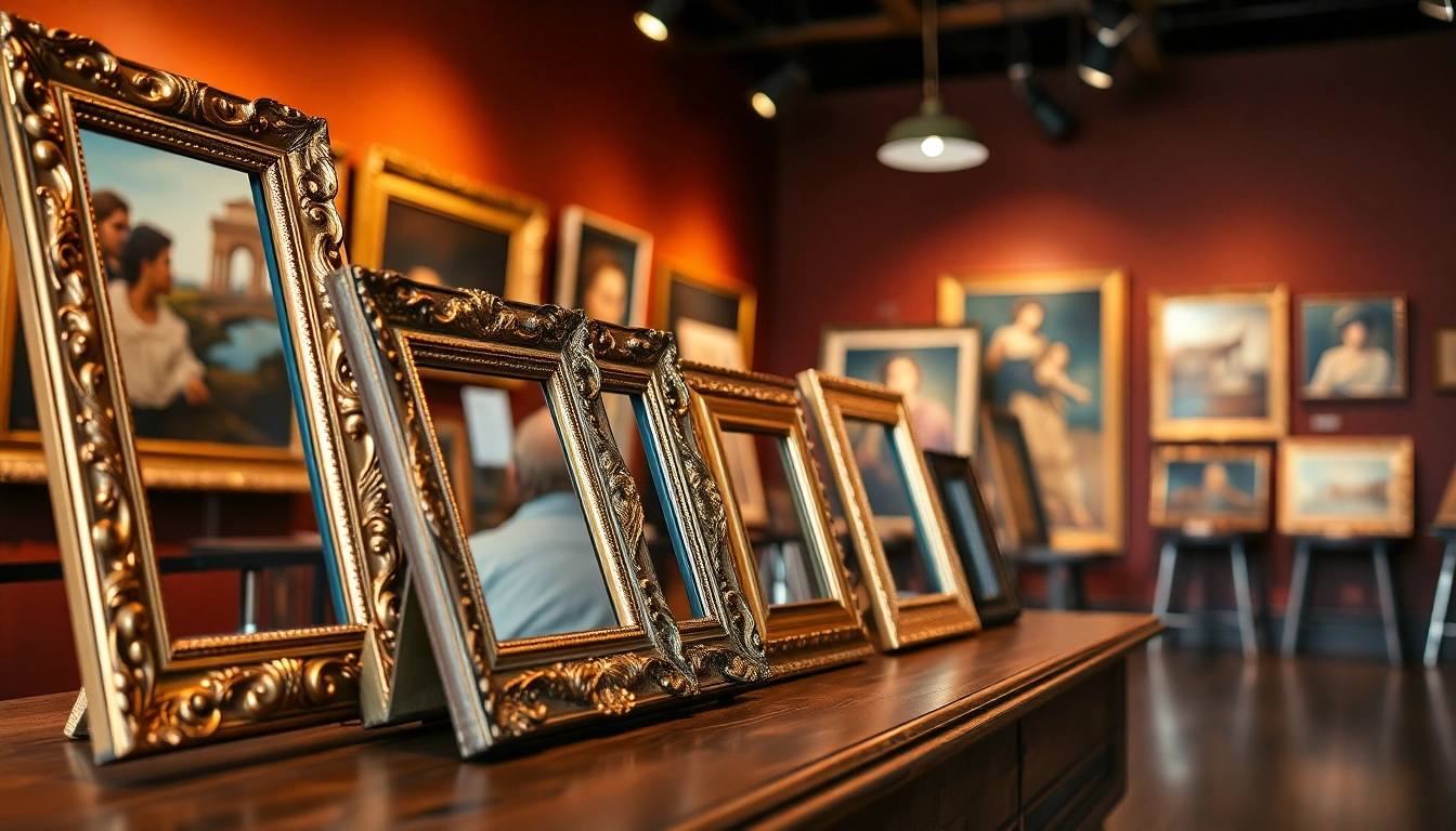 Admire ornate picture frames showcasing exquisite designs on a beautifully arranged table.