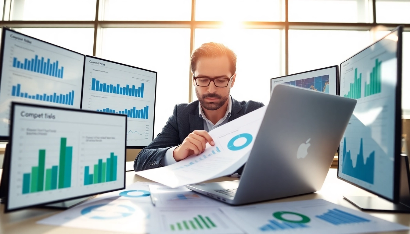 Analyze competitor pricing research with a business analyst in a modern office setting.
