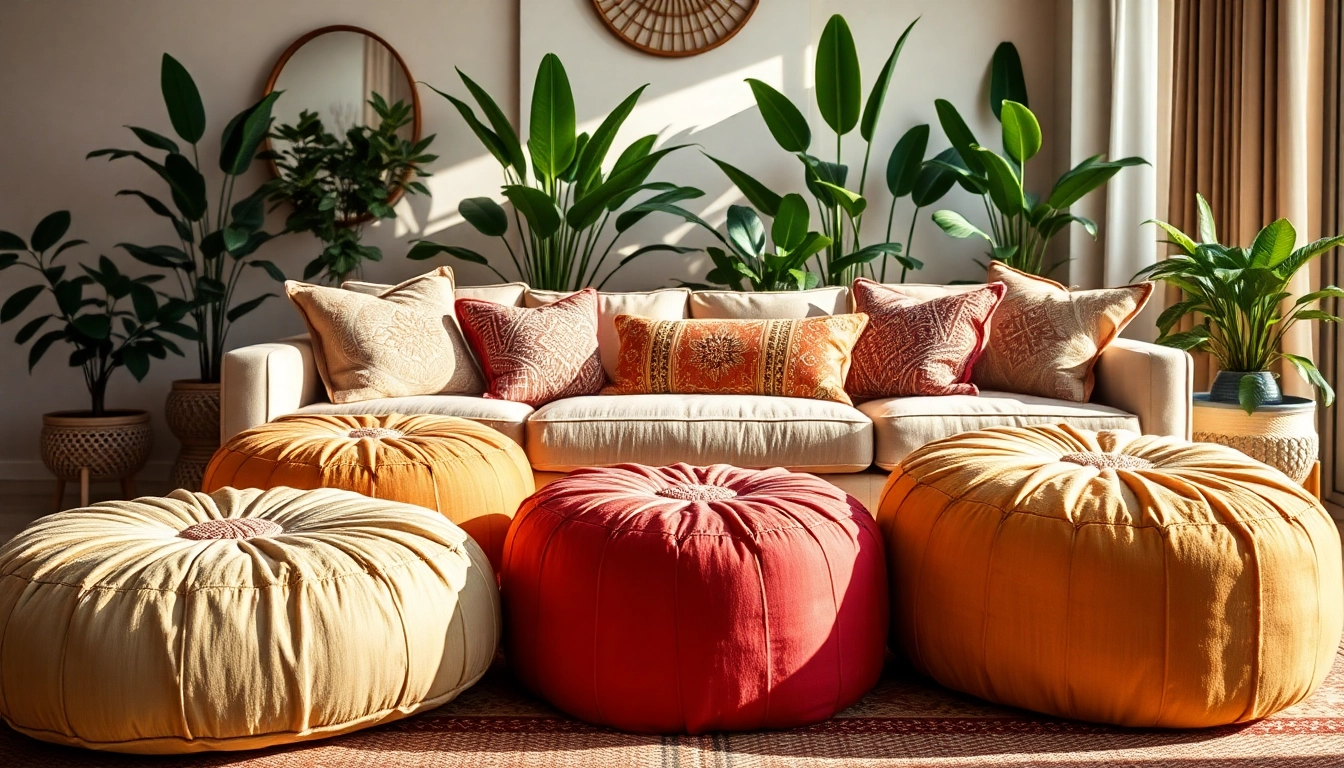 Admire the elegant cactus silk poufs available at https://labboho.com/collections/cactus-silk-poufs showcasing Moroccan craftsmanship.