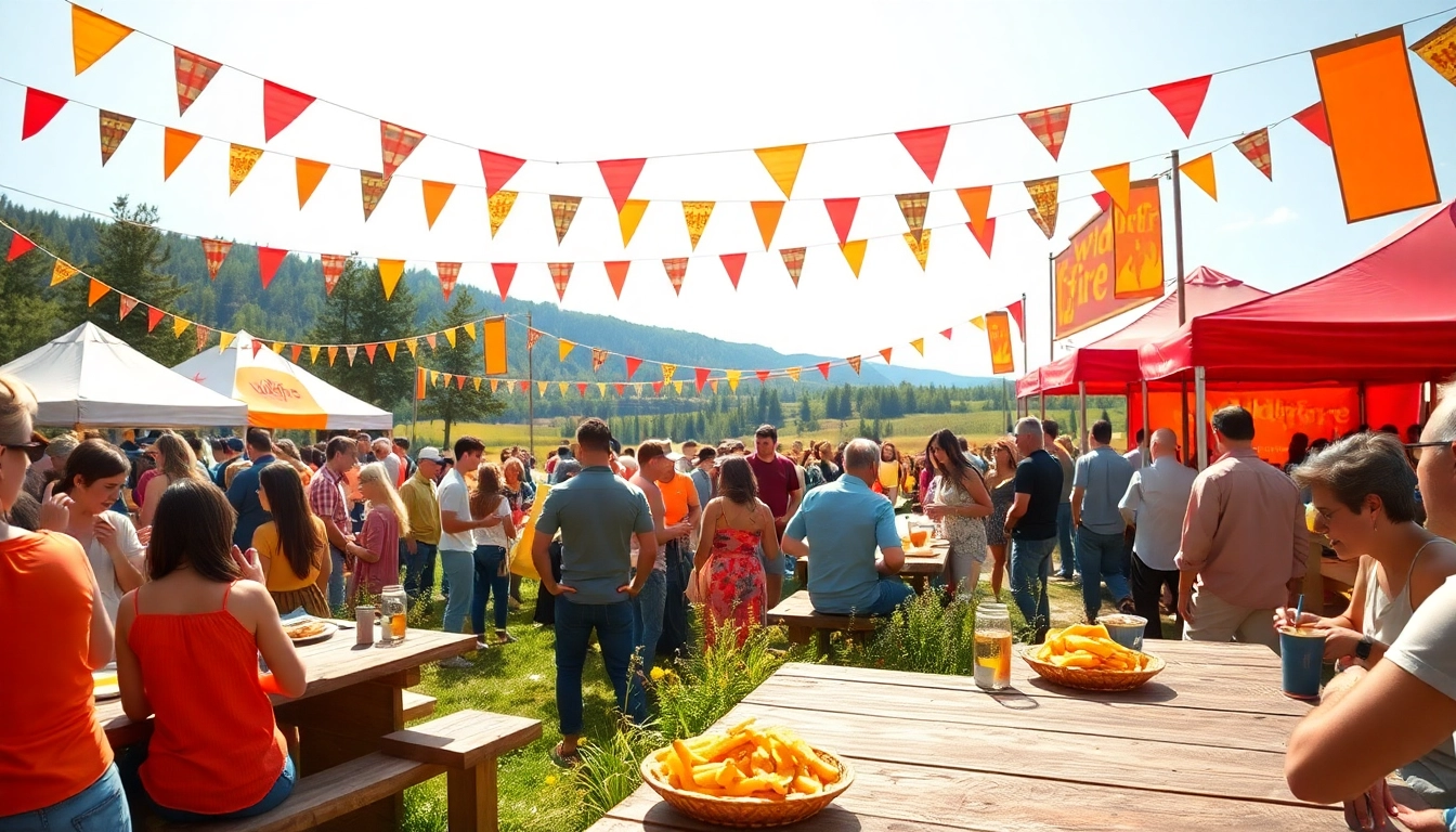 Enjoying wildfire events at a vibrant outdoor festival with activities and music.
