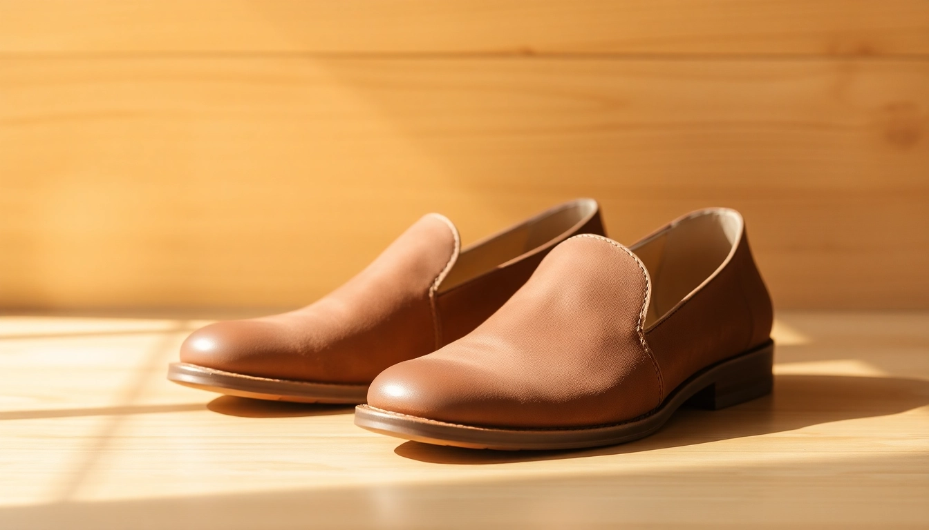 Schuhe mit breiter Zehenbox auf einem eleganten Holzuntergrund präsentieren ihre ergonomischen Vorteile.