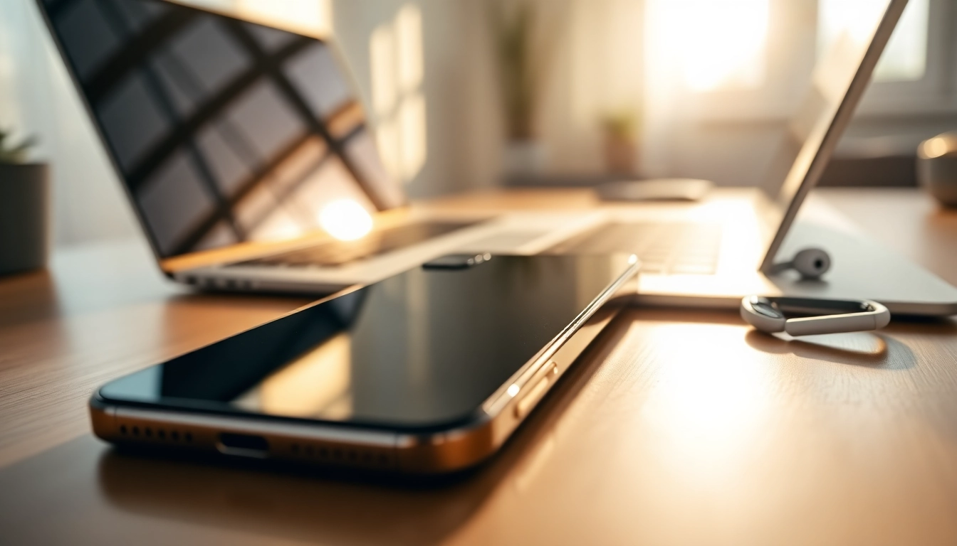 Buy iPhone 16 Pro with sleek design and vibrant display showcased on a modern workspace.